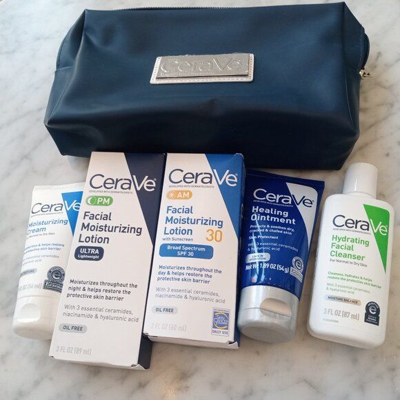 CeraVe 4-in-1 Skincare Kit | Cleanser, Serum, Sunblock & Night Cream | Dermatologist-Approved Routine