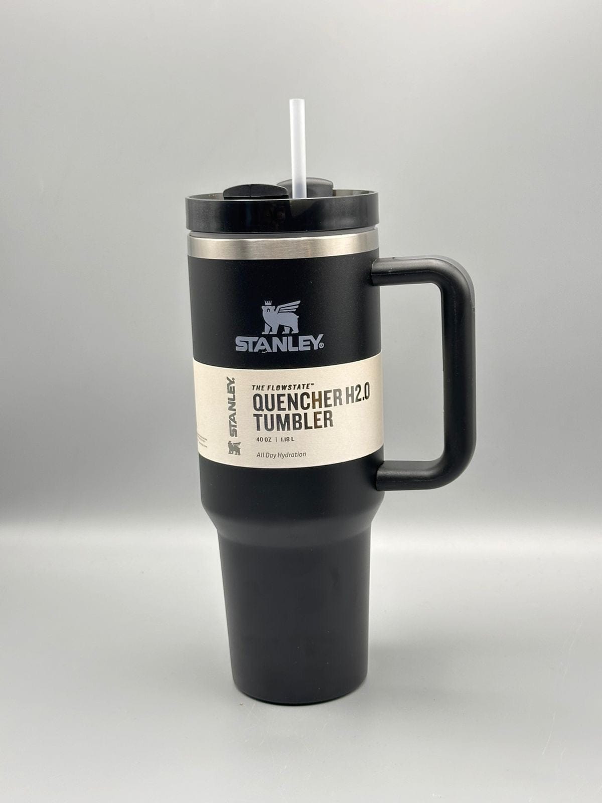 Stanley 40 Oz | (1200ML) Stainless Steel Vacuum Insulated Tumbler With Straw Leak Proof Quencher Cup For Hot And Cold Beverages - With Box | Black